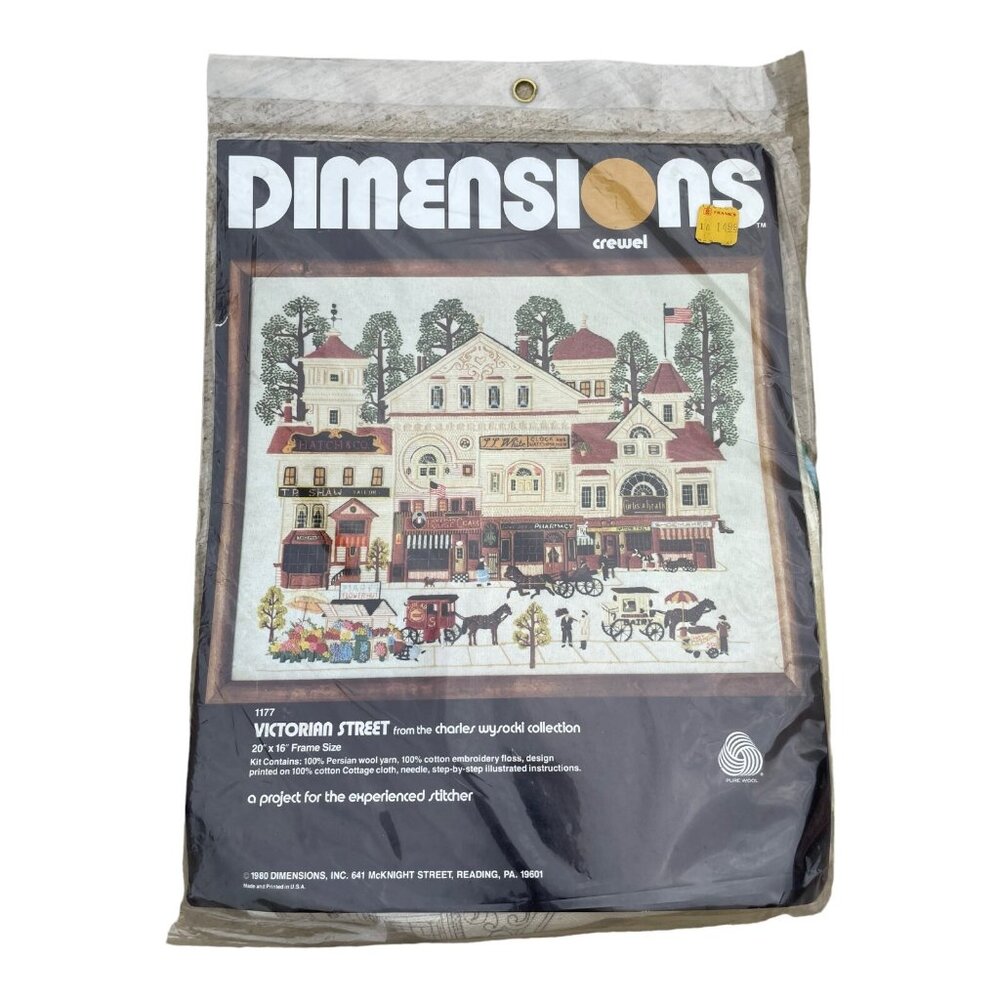 Dimensions Victorian Street Crewel Needlepoint  1177 Charles Wysocki Sealed NOS